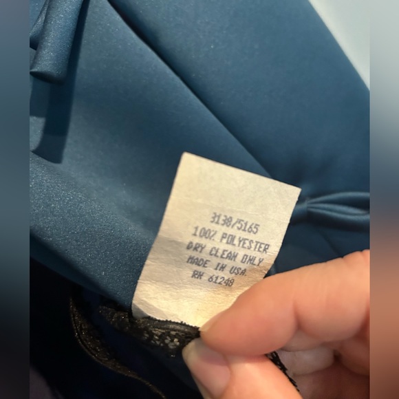 Cachet Size 14 Formal Teal Floor Length Gown with Tie Details down the back - Picture 5 of 15